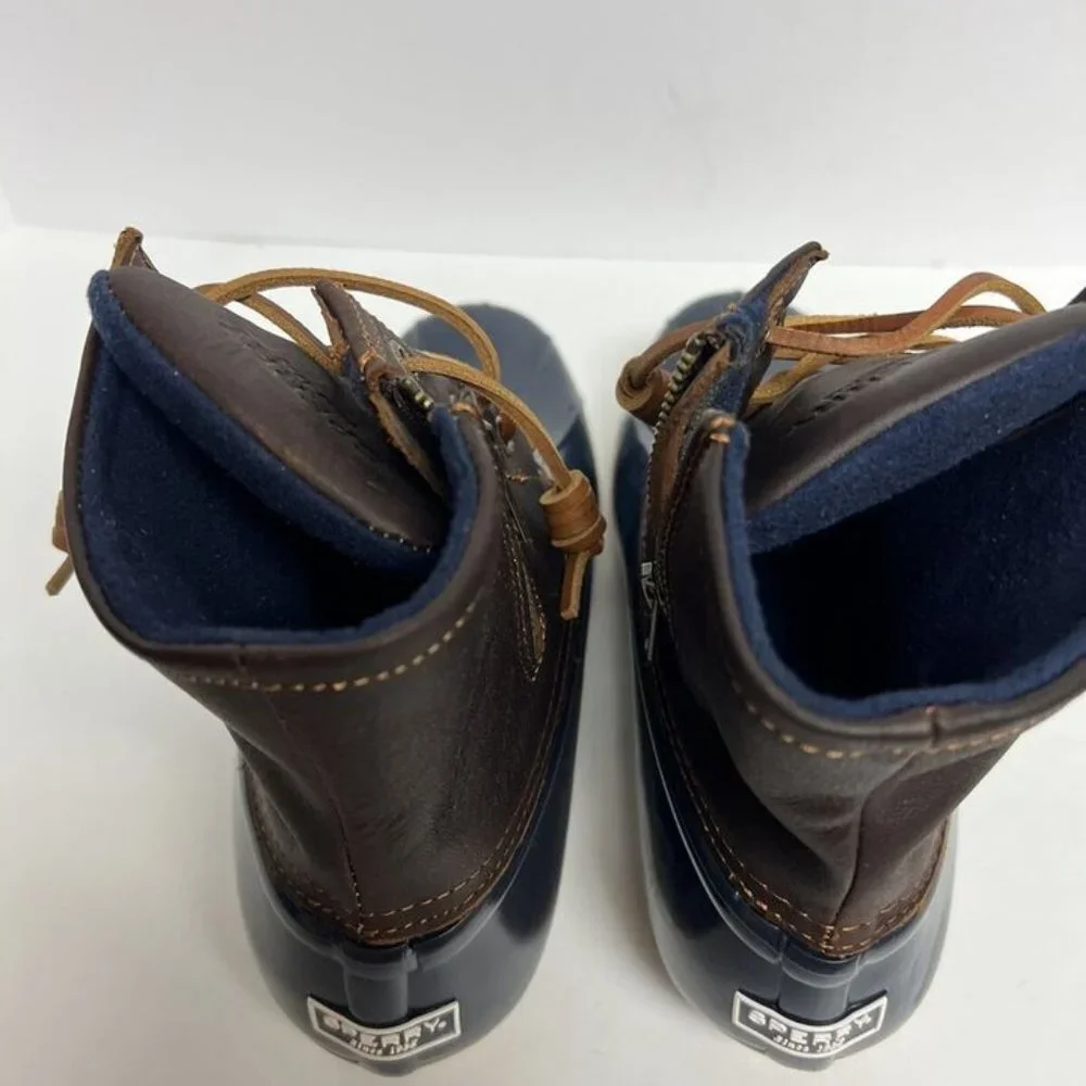 Sperry Womens Saltwater Boot Tan/Navy Size 8 M